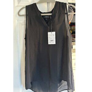 NWT Theory Jamissa R Black Sleeveless See-through top Silk (Medium)